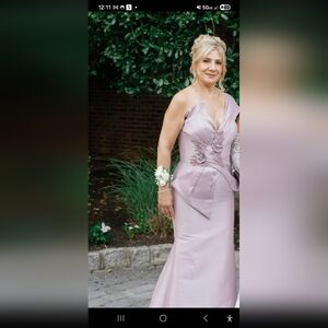 Terani Couture, Mother Of The Bride One-Shoulder Mauve Dress with Floral Accents